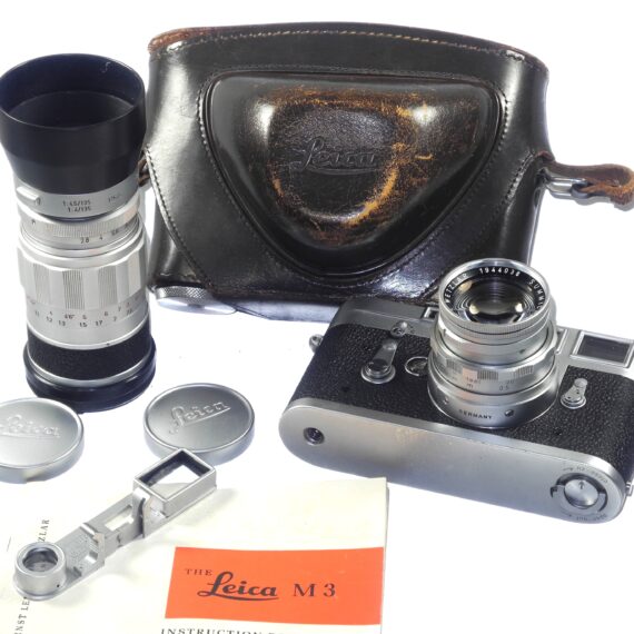 Leica M3 S.S ST PV Chrome Camera (1962 Third type) Sold w/50/2 Dual Range & 90/2,8 Elmarit M lenses, Leica caps, case, hood Ex+ / Free shipping