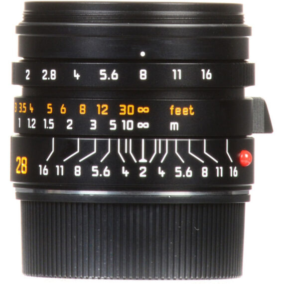 Leica 28mm f/2 Summicron-M ASPH. Lens Cat #11672 sold with box,case,hood,caps Mint/- / free shipping