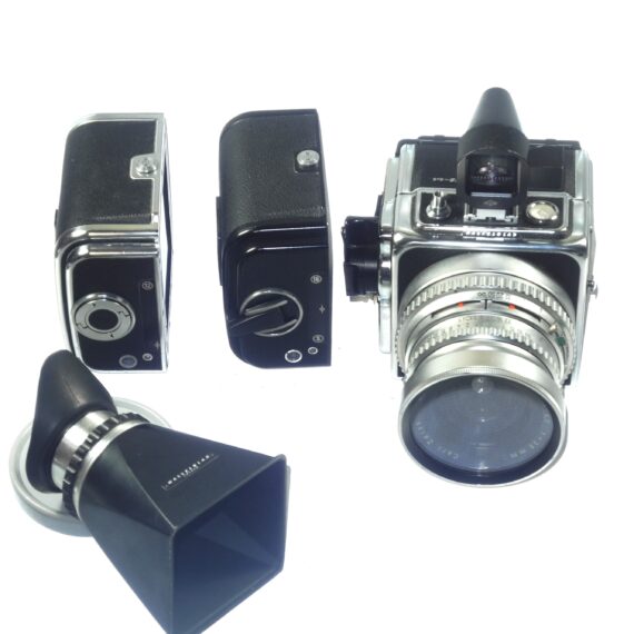 Hasselblad Super Wide C camera with VF & 3 film backs, finder, filter,cap.strap, Magnifying Hood/Chimney Finder Ex++ / Free Shipping