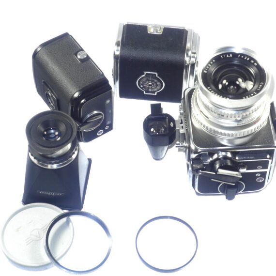 Hasselblad Super Wide C camera with VF & 3 film backs, finder, filter,cap.strap, Magnifying Hood/Chimney Finder Ex++ / Free Shipping