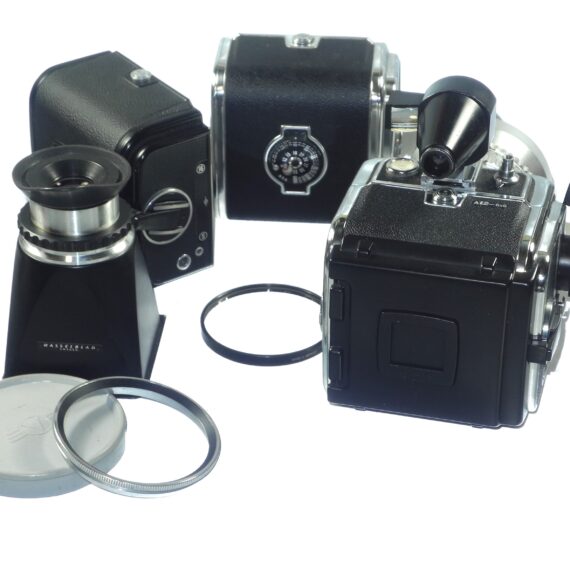 Hasselblad Super Wide C camera with VF & 3 film backs, finder, filter,cap.strap, Magnifying Hood/Chimney Finder Ex++ / Free Shipping