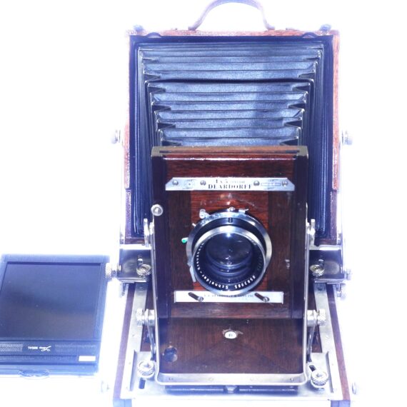 Deardorf 4x5 wooden camera Ex++ with Schneider 210/5,6 Symmar lens, film holder, glass back Nice Ex++/Mint- Set