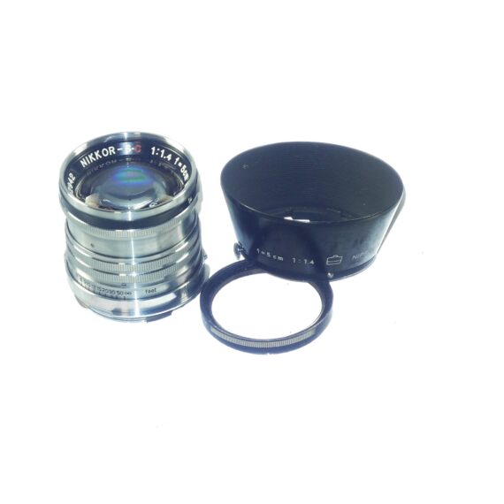 Nikon 5cm f1,4 Nikkor-S-C lens with Leica M mount adapter, And Nikon original hood, filter Ex++/M- / Free shipping