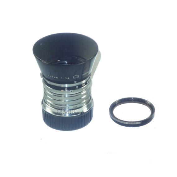 Nikon 5cm f1,4 Nikkor-S-C lens with Leica M mount adapter, And Nikon original hood, filter Ex++/M- / Free shipping