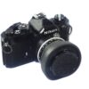 Nikon FM black 35mm mechanical camera with Nikon 50mm lens and Vivitar 80–200mmzoom lens Ex++