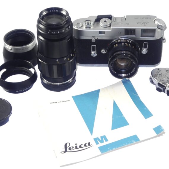 Leica M4 chrome Ex+ camera with Leica 50mm Leica hood,caps,Leica camera case Ex++ / free shipping
