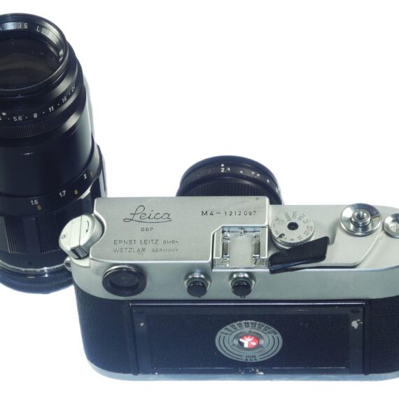 Leica M4 chrome Ex+ camera with Leica 50mm Leica hood,caps,Leica camera case Ex++ / free shipping