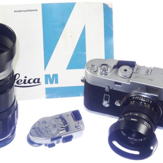 Leica M4 chrome Ex+ camera with Leica 50mm Leica hood,caps,Leica camera case Ex++ / free shipping
