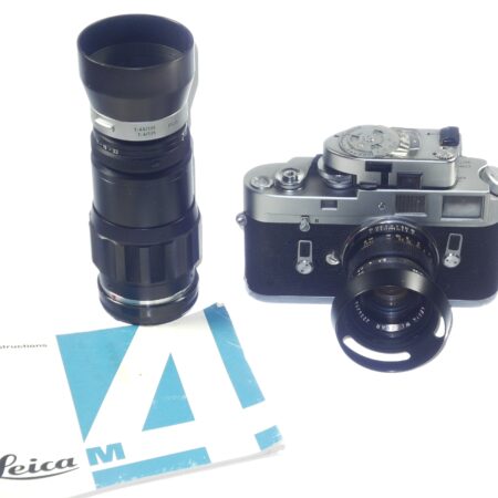 Leica M4 chrome Ex+ camera with Leica 50mm Leica hood,caps,Leica camera case Ex++ / free shipping