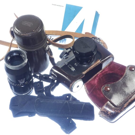 Leica M4 chrome Ex+ camera with Leica 50mm Leica hood,caps,Leica camera case Ex++ / free shipping