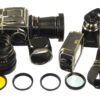 Hasselblad 500 C/M camera with Hasselblad 50mm,150mm, A12 & A24 backs, filters, hoods,strap,caps, in black sytem case Mint- / Free Shipping (USA)Mint- / Free Shipping