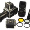 Hasselblad 500 C/M camera with Hasselblad 50mm,150mm, A12 & A24 backs, filters, hoods,strap,caps, in black sytem case Mint- / Free Shipping (USA)Mint- / Free Shipping