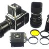 Hasselblad 500 C/M camera with Hasselblad 50mm,150mm, A12 & A24 backs, filters, hoods,strap,caps, in black sytem case Mint- / Free Shipping (USA)Mint- / Free Shipping