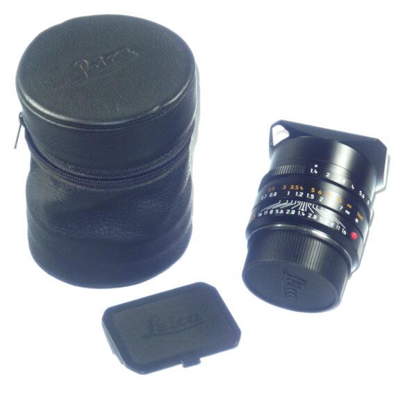 Leica 35/ 1.4 Summilux-M ASPH. Black (E46) FLE #11663 w/Leica hood, caps, leather case, filter Mint/- Free Shipping
