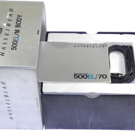 Hasselblad 500EL/M Chrome Camera W/original box, strap, cap, cable, manual- latest battery Mint- / Free Shipping