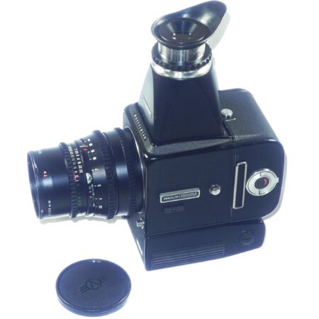Hasselblad 500EL/M Black Camera with A12 magazine, Mag hood & 150mm black lens Ex++
