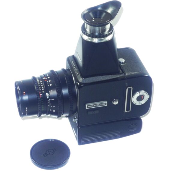 Hasselblad 500EL/M Black Camera with A12 magazine, Mag hood & 150mm black lens Ex++