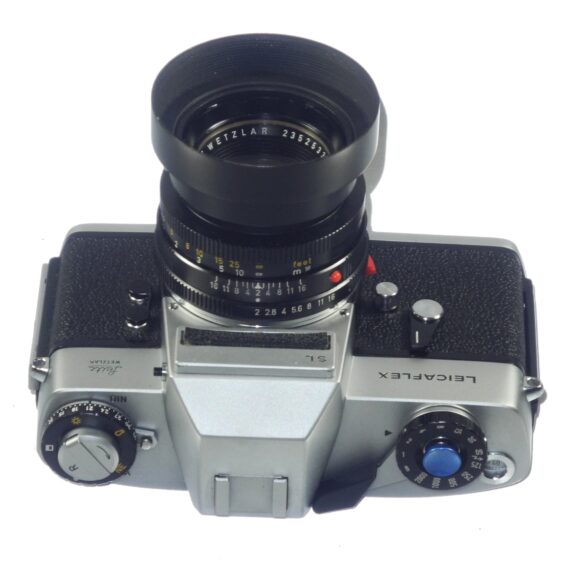 Leicaflex SL chrome camera with 50/2 Summicron-R lens, hood & case Mint- / Free Shipping