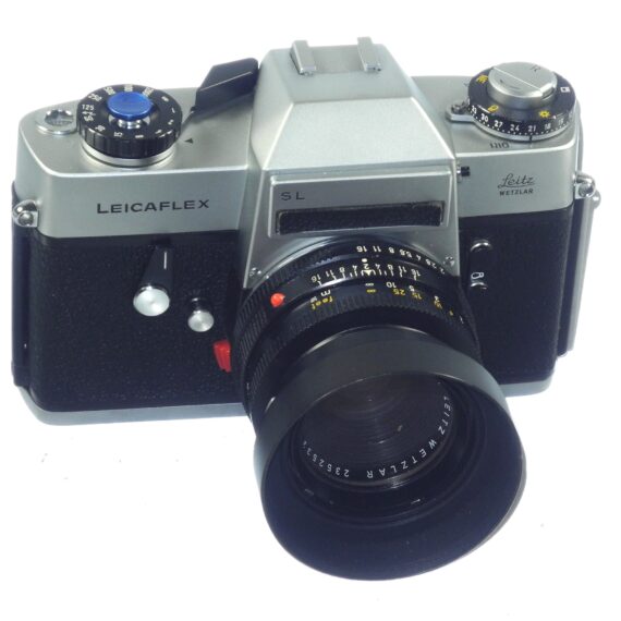 Leicaflex SL chrome camera with 50/2 Summicron-R lens, hood & case Mint- / Free Shipping