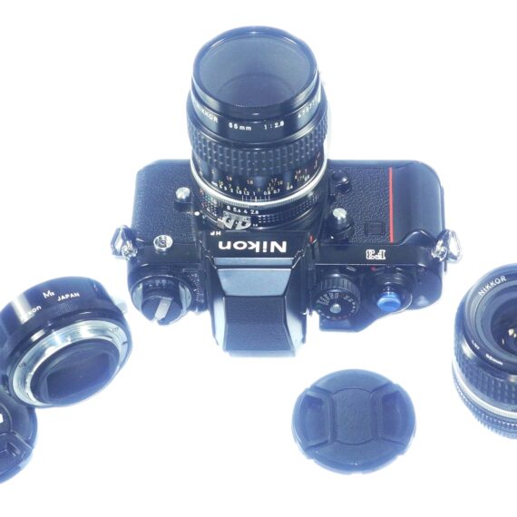 Nikon F3 HP camera with 2 Nikon lenses 55/2.8 Micro Nikkor & 24/2,8 Nikkor, Plus Nikon M2 Extension ring Ex++ / Free Shipping