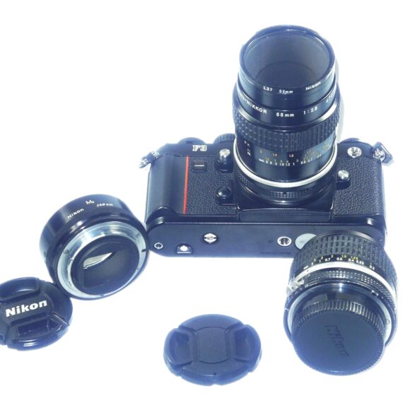 Nikon F3 HP camera with 2 Nikon lenses 55/2.8 Micro Nikkor & 24/2,8 Nikkor, Plus Nikon M2 Extension ring Ex++ / Free Shipping