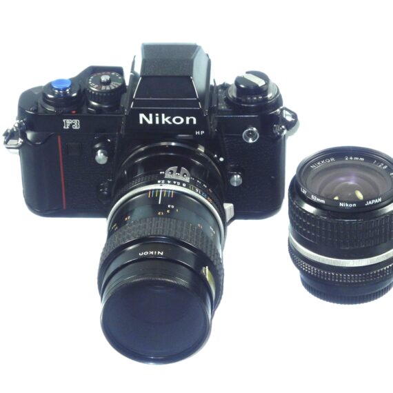 Nikon F3 HP camera with 2 Nikon lenses 55/2.8 Micro Nikkor & 24/2,8 Nikkor, Plus Nikon M2 Extension ring Ex++ / Free Shipping