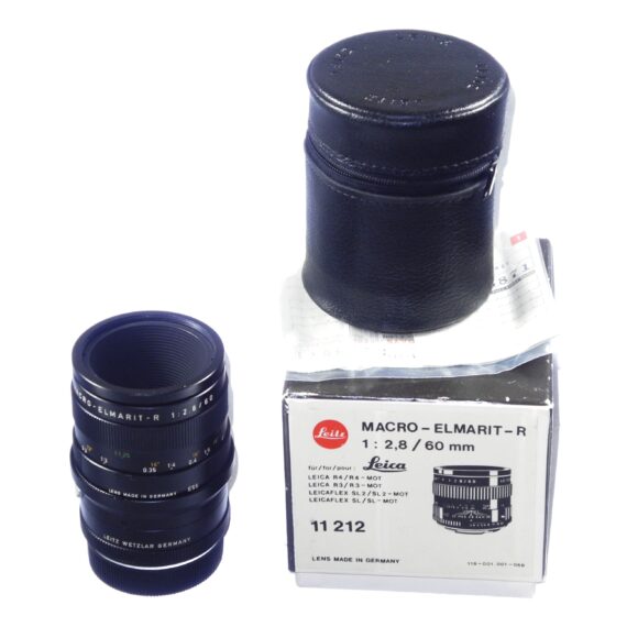 Leica 60/2.8 Macro-Elmarit-R Late Version - 3 cam lens with Leica box, Leica leather case, warranty card cat #11212 & w/1:1 Extension tube Mint- / Free Shipping