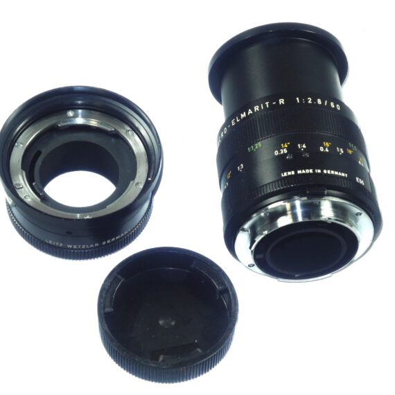 Leica 60/2.8 Macro-Elmarit-R Late Version - 3 cam lens with Leica box, Leica leather case, warranty card cat #11212 & w/1:1 Extension tube Mint- / Free Shipping