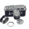 Leica M3 double stroke camera with Leica 50/2 Rigid Summicron ,with Leica case, cap, metal hood, filter (circa 1957) Just overhauled Ex+/++ Free Shipping