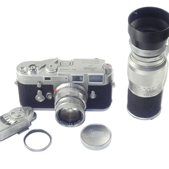Leica M3 Single Stroke (1953, 3rd Type) + Summicron 50mm f/2 Rigid (1963) + Elmar 135mm f/4 (1961) and accessories / Fully CLA’d / EX++ / Free shipping