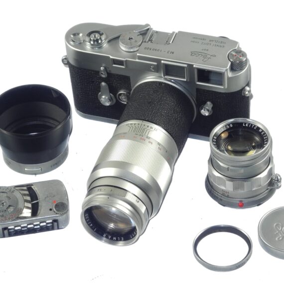 Leica M3 Single Stroke (1953, 3rd Type) + Summicron 50mm f/2 Rigid (1963) + Elmar 135mm f/4 (1961) and accessories / Fully CLA’d / EX++ / Free shipping
