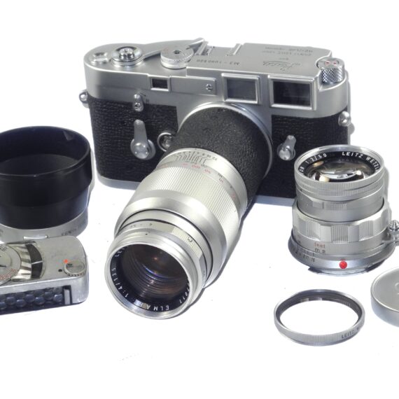 Leica M3 Single Stroke (1953, 3rd Type) + Summicron 50mm f/2 Rigid (1963) + Elmar 135mm f/4 (1961) and accessories / Fully CLA’d / EX++ / Free shipping