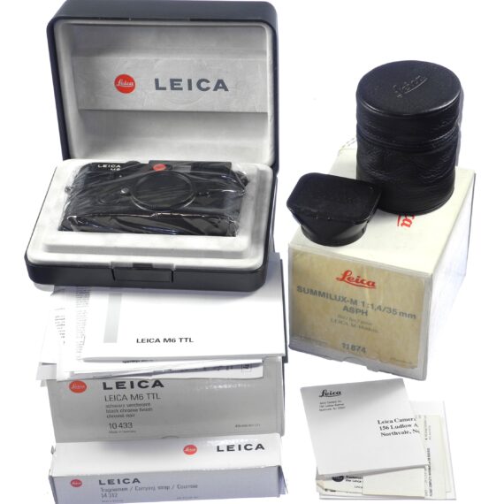 Leica M6 TTL Black Camera with Leica 35mm f/1.4 Summilux‑M ASPH lens Sold w/boxes, caps, Billingham M small system case, and half case Near‑Mint  camera Set / Free Shipping