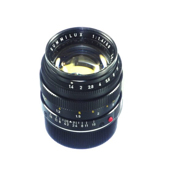 Leica 50/1,4 Summilux-M black WETZLAR Lens (Circa 1969) with Leica metal hood, lens case,cap Ex++/M- / Free shipping
