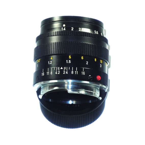 Leica 50/1,4 Summilux-M black WETZLAR Lens (Circa 1969) with Leica metal hood, lens case,cap Ex++/M- / Free shipping