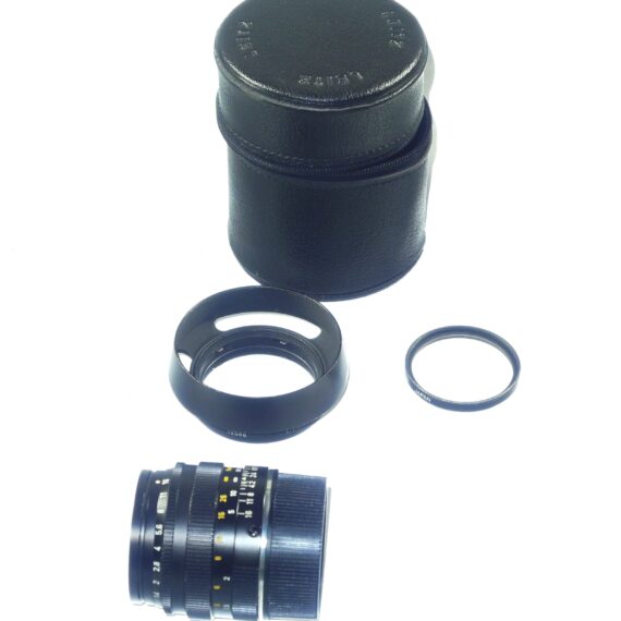 Leica 50/1,4 Summilux-M black WETZLAR Lens (Circa 1969) with Leica metal hood, lens case,cap Ex++/M- / Free shipping