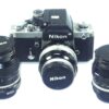 Nikon F2 Chrome (Circa 1972) + 50mm f/1.4 Nikkor‑S Auto + 28mm f/2 Nikkor‑N Auto + 105mm f/2.5 Nikkor — EX++ / Mint‑ Nice Vintage Outfit / Free Shipping