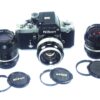 Nikon F2 Chrome (Circa 1972) + 50mm f/1.4 Nikkor‑S Auto + 28mm f/2 Nikkor‑N Auto + 105mm f/2.5 Nikkor — EX++ / Mint‑ Nice Vintage Outfit / Free Shipping