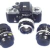 Nikon F2 Chrome (Circa 1972) + 50mm f/1.4 Nikkor‑S Auto + 28mm f/2 Nikkor‑N Auto + 105mm f/2.5 Nikkor — EX++ / Mint‑ Nice Vintage Outfit / Free Shipping