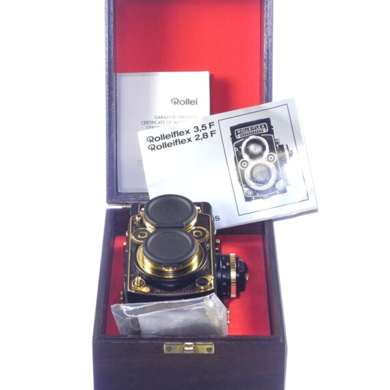 Rollei Aurum TLR Limited Edition Like New camera set with complete presentation Original Box, Wooden Case, Special Strap, Camera Cap, Manuals, Warranty Cards / Free Shipping