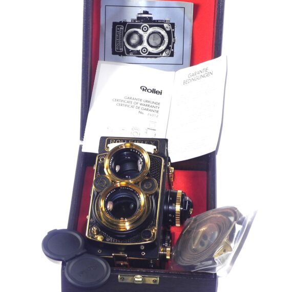 Rollei Aurum TLR Limited Edition Like New camera set with complete presentation Original Box, Wooden Case, Special Strap, Camera Cap, Manuals, Warranty Cards / Free Shipping