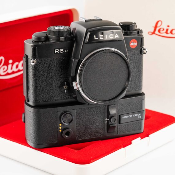Leica R6 Black Camera in Near Mint Condition with Leica Motor Drive-R and grip– Complete Set, Includes Leica Box, Leica Strap, and Camera body cap  / Free Shipping